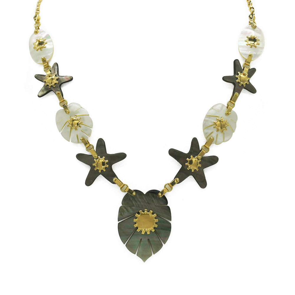 MOTHER OF PEARL & OYSTER LEAF NECKLACE