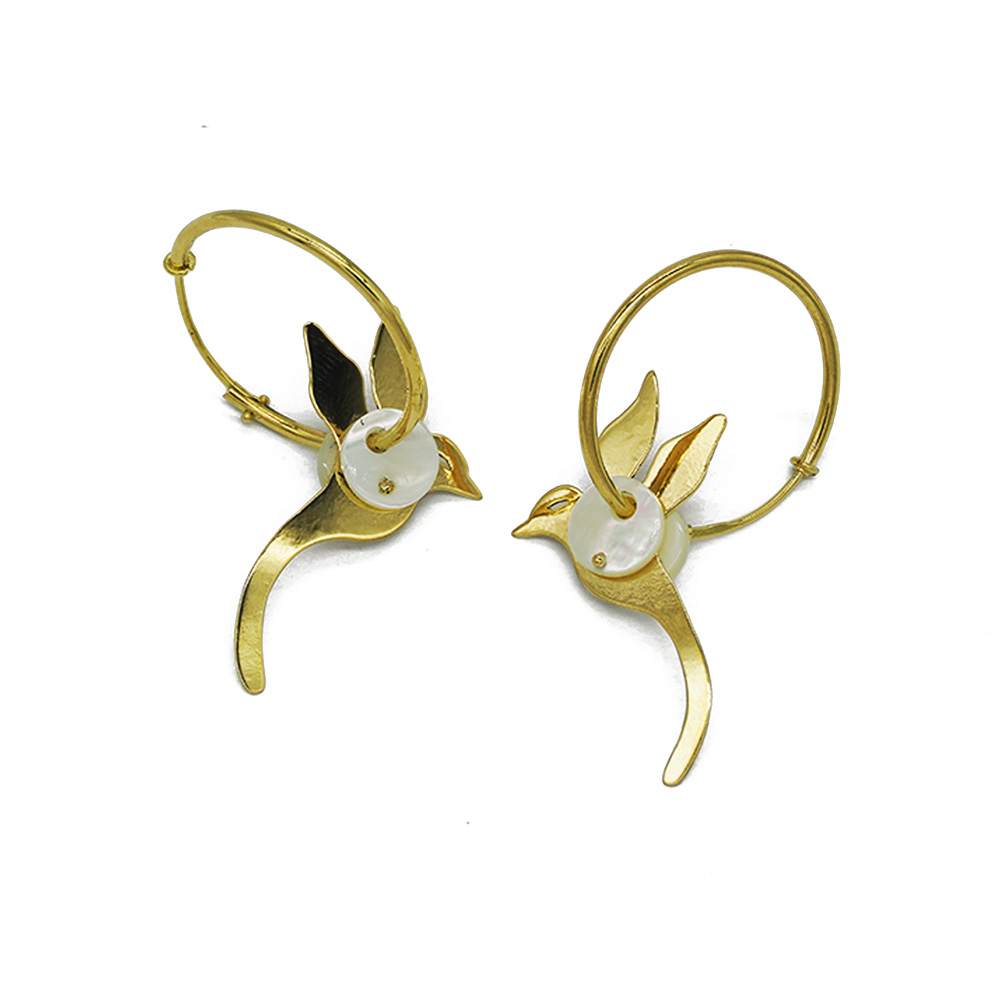TROPICAL BIRD HOOP EARRINGS