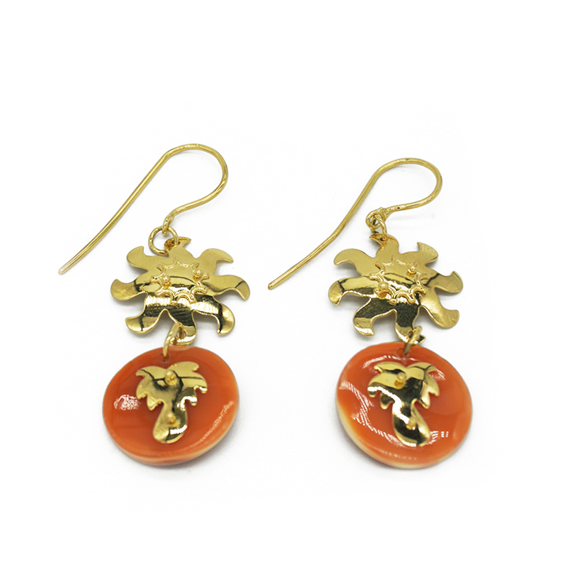 SUN & PALM SHELL EARRINGS